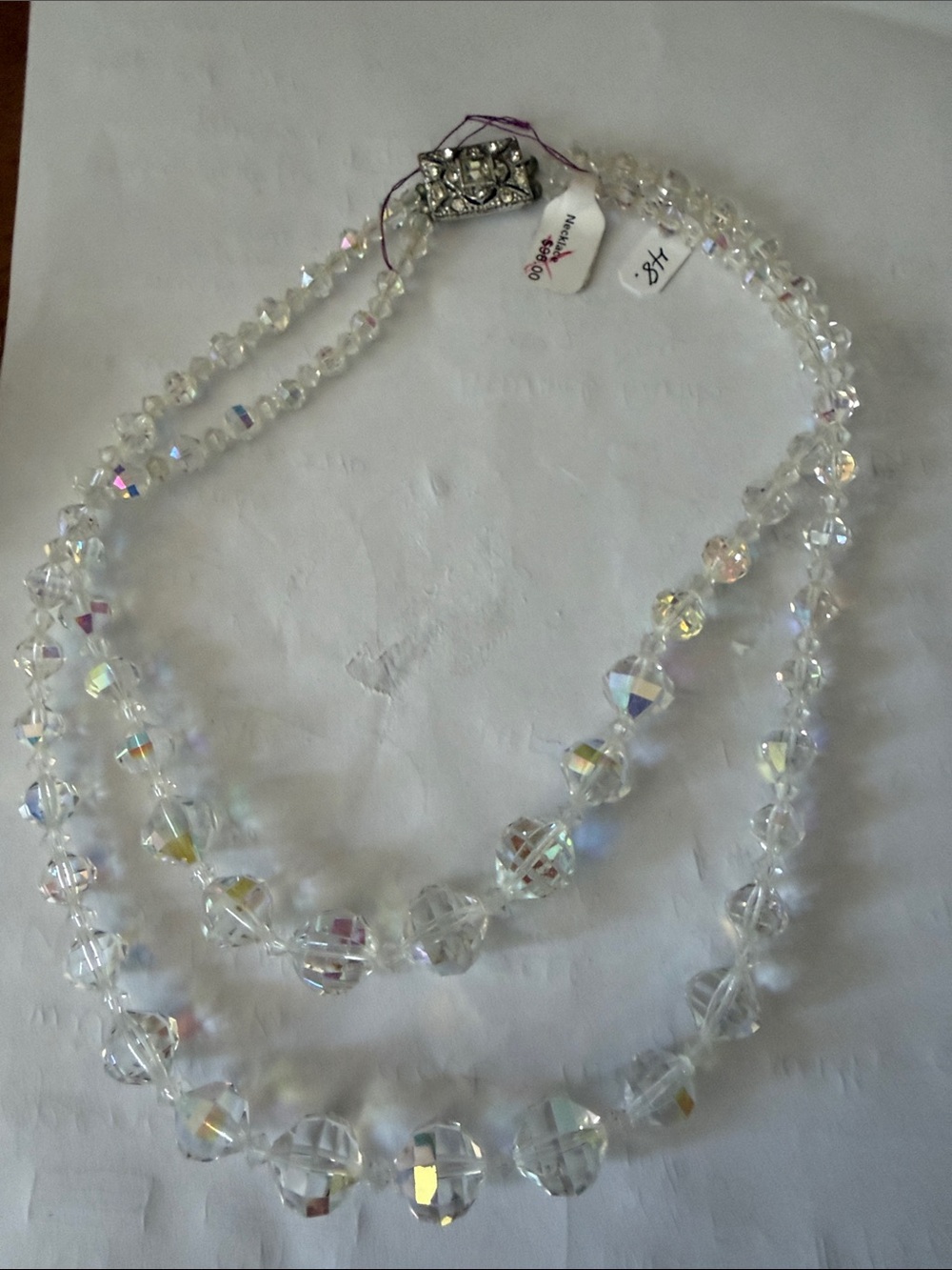 Crystal Aurora Borealis Double Strand Necklace - Clear